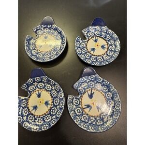 Temptations by Tara Set‎ Of 4 Hand Painted Coaster Lids For Coffee Mug Blue
